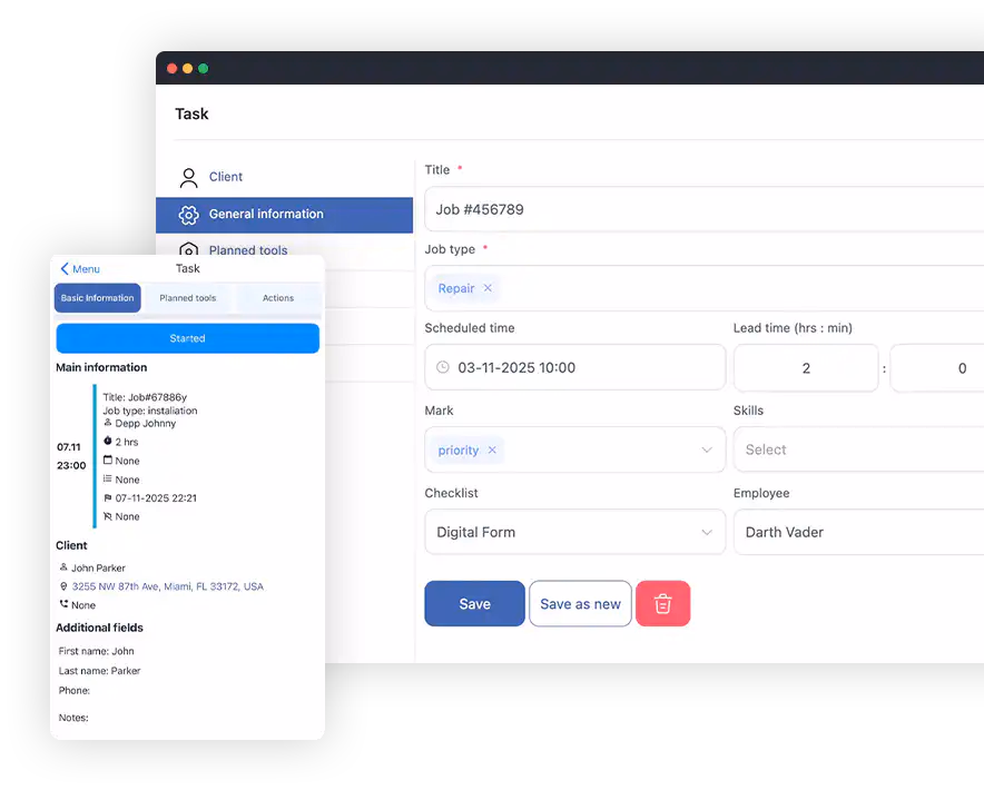 Tableau de bord Shifton FSM