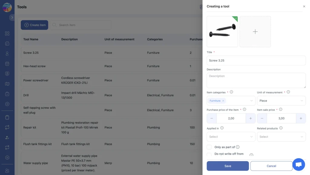 Inventory screw tool