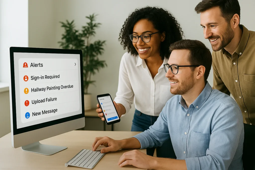 Manager viewing employee scheduling dashboard with shift calendar and productivity data.