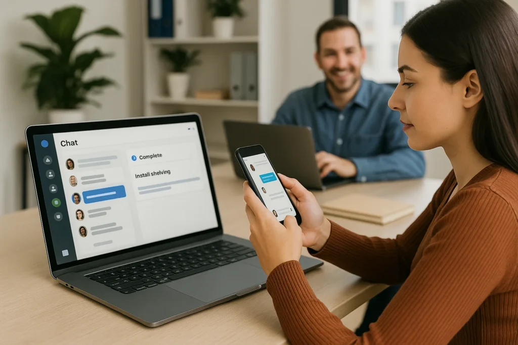 Manager analyzing employee shift overview dashboard in Shifton app.