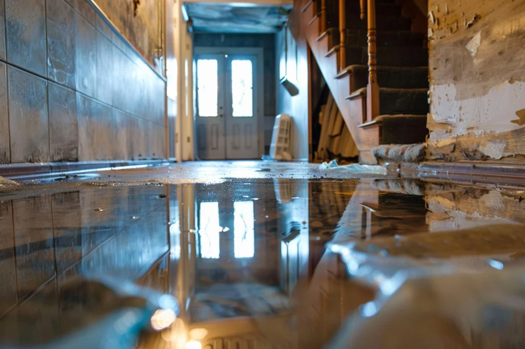 Technicians in protective suits using drying equipment to restore water damage in an indoor space — Shifton Field Service