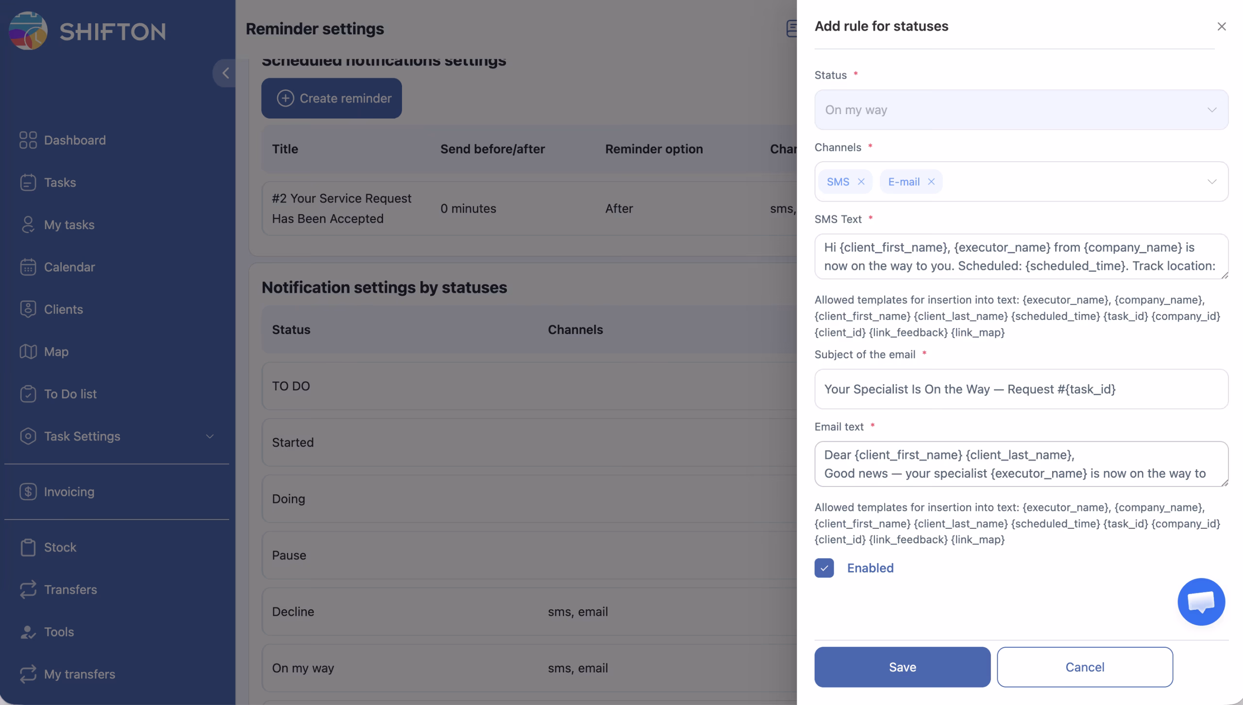 Notificări pentru vizite