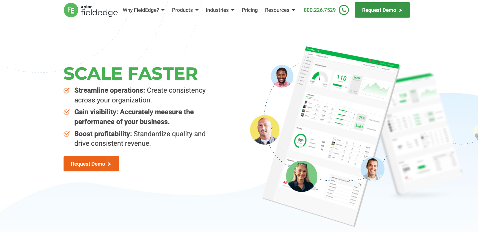 FieldEdge dispatch software interface with QuickBooks integration