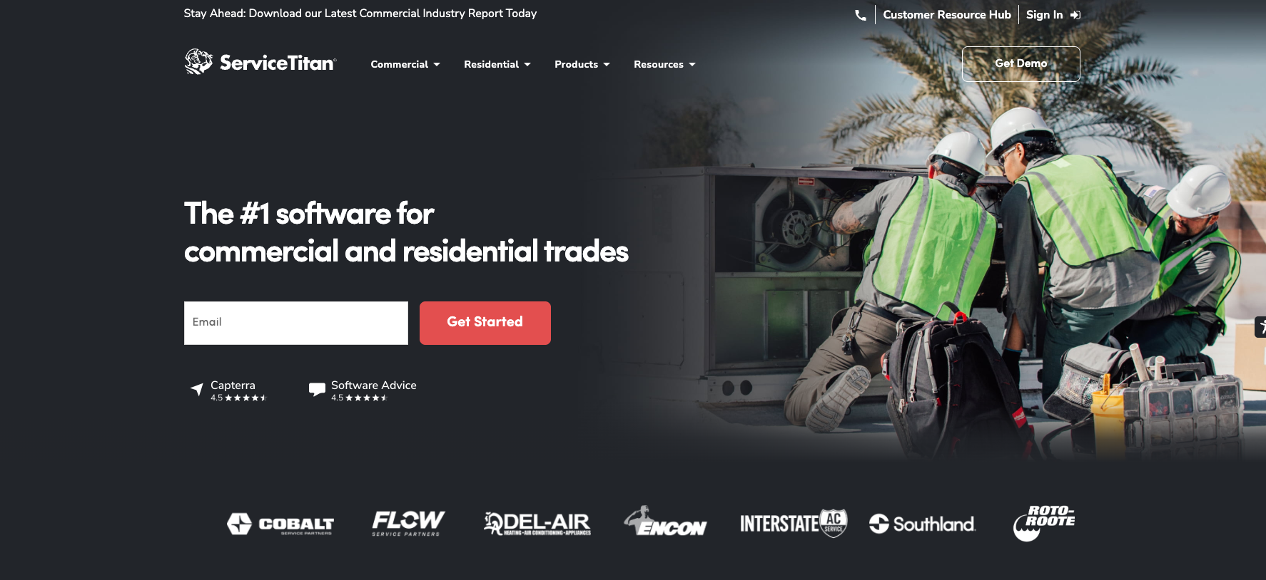 ServiceTitan service dispatch software dashboard for residential trades