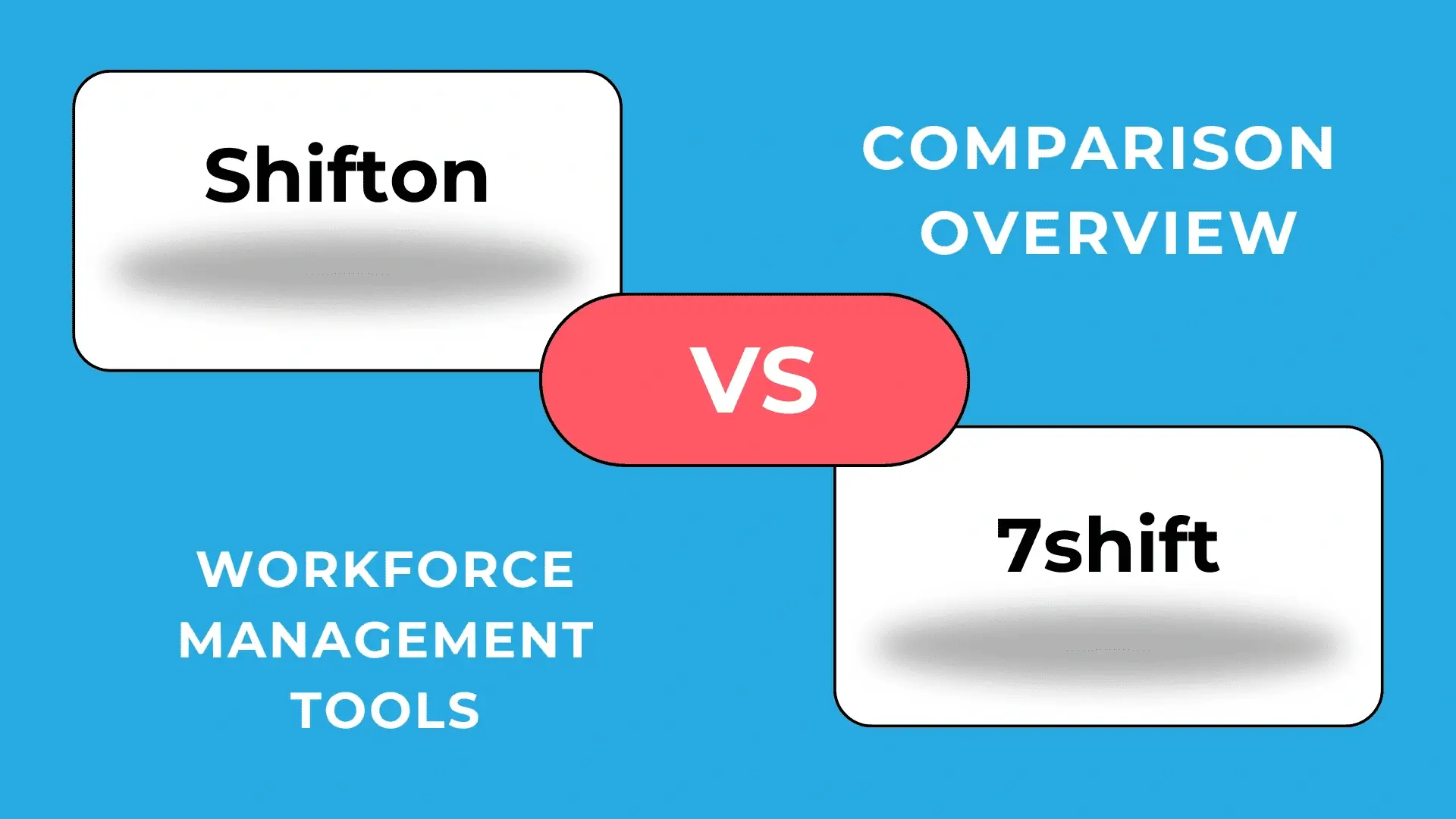 Shifton and 7shift comparison for workforce management tools on a vibrant blue background.