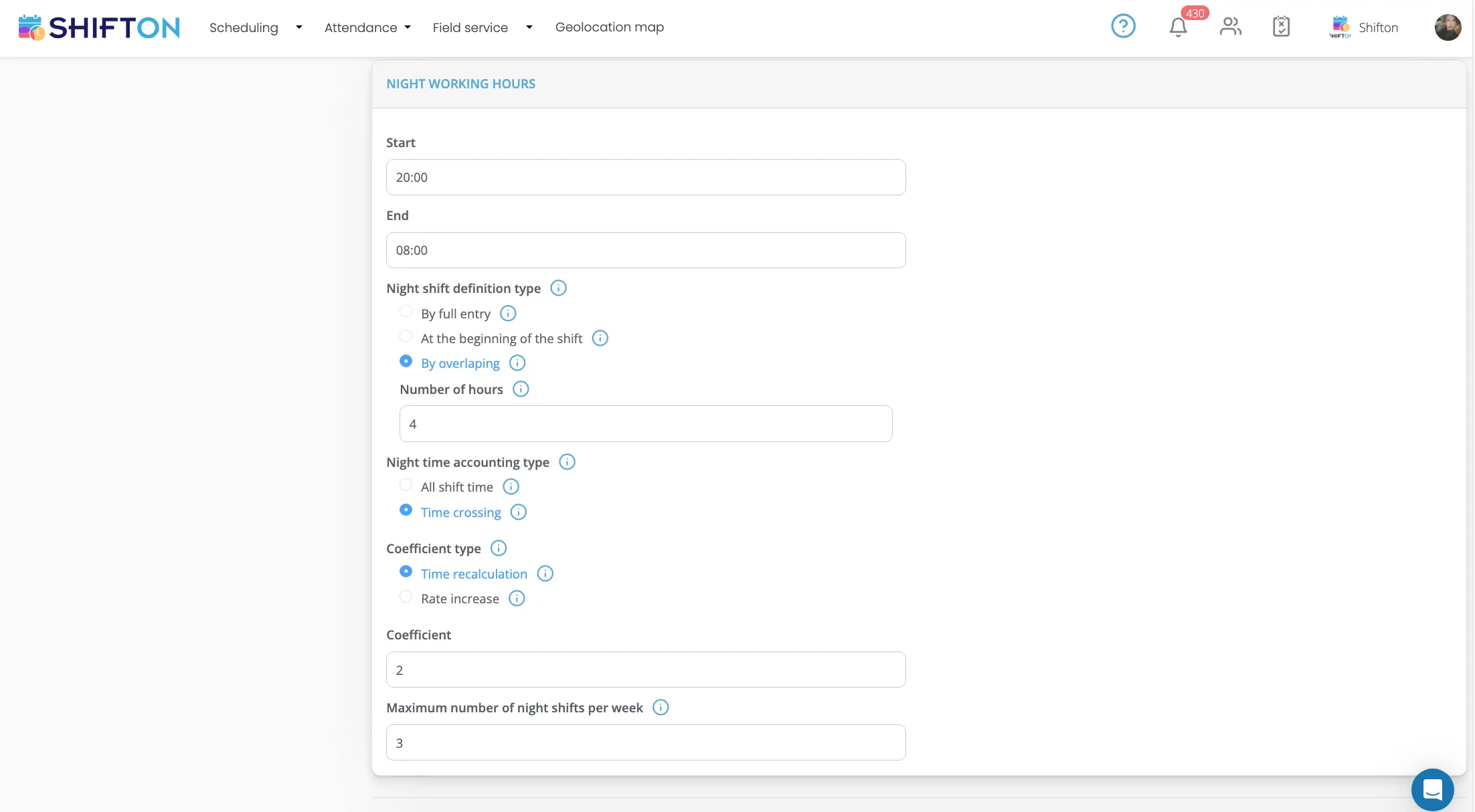 Enhancing Night Shift Management: Diverse Definitions with Shifton