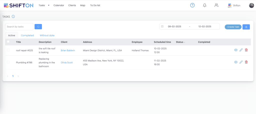 Effortless Task Management with ShiftOn Interface