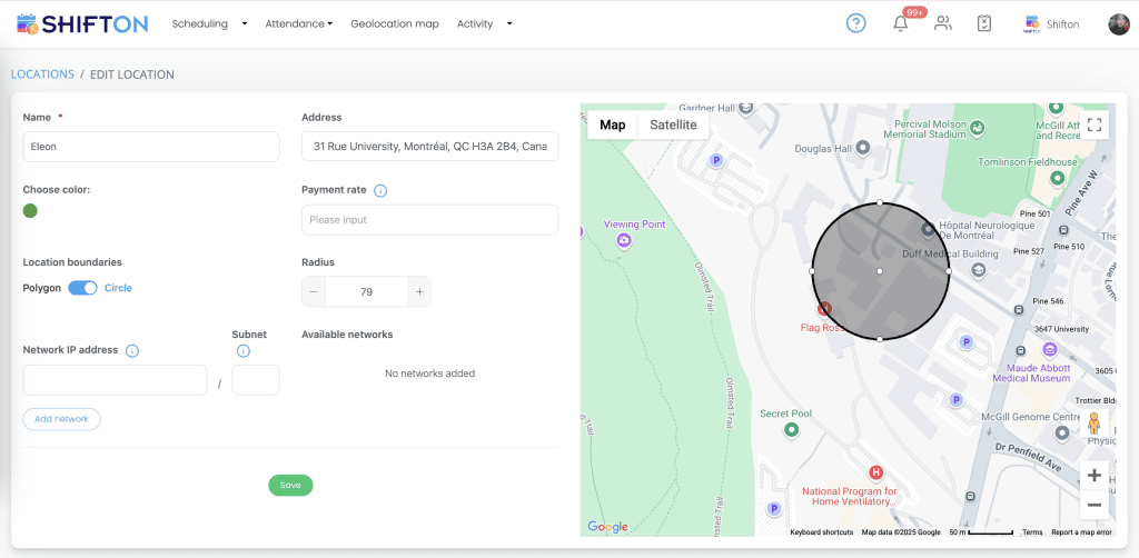 SHIFTON tool for seamless location management with interactive map and payment options.