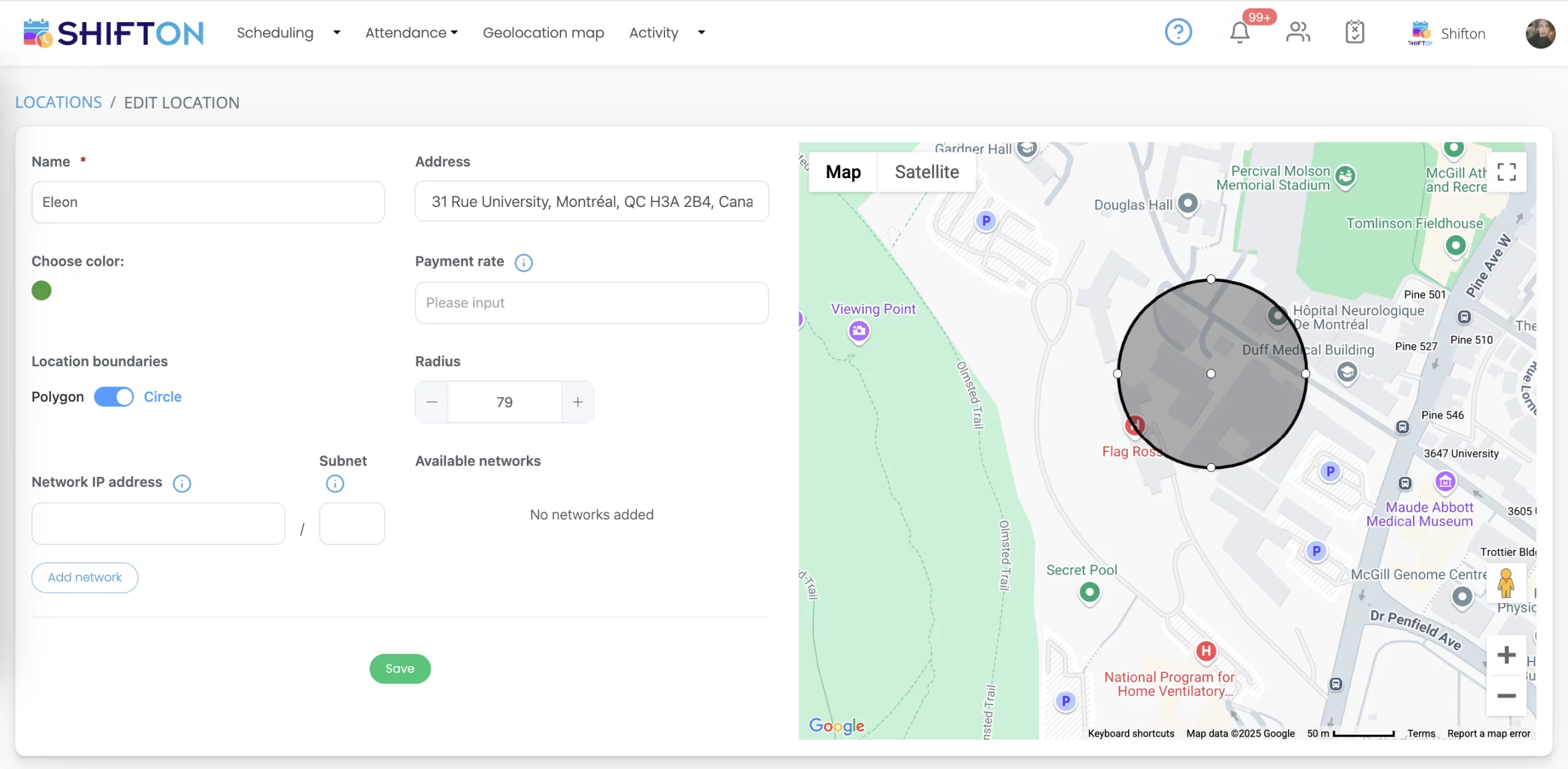 SHIFTON tool for seamless location management with interactive map and payment options.