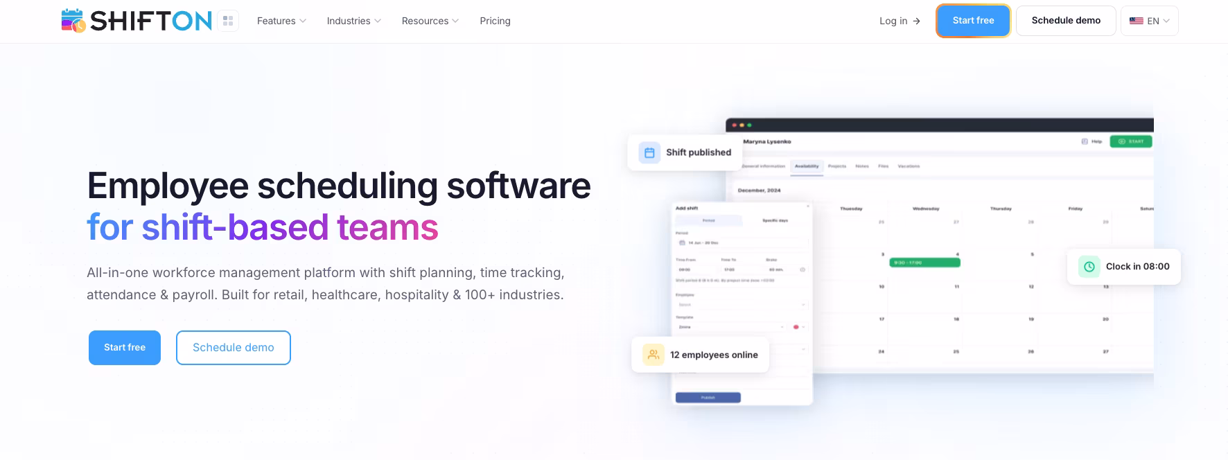 Shifton darbo laiko apskaitos programėlė rangovams - GPS registracija ir pamainų planavimo skydelis