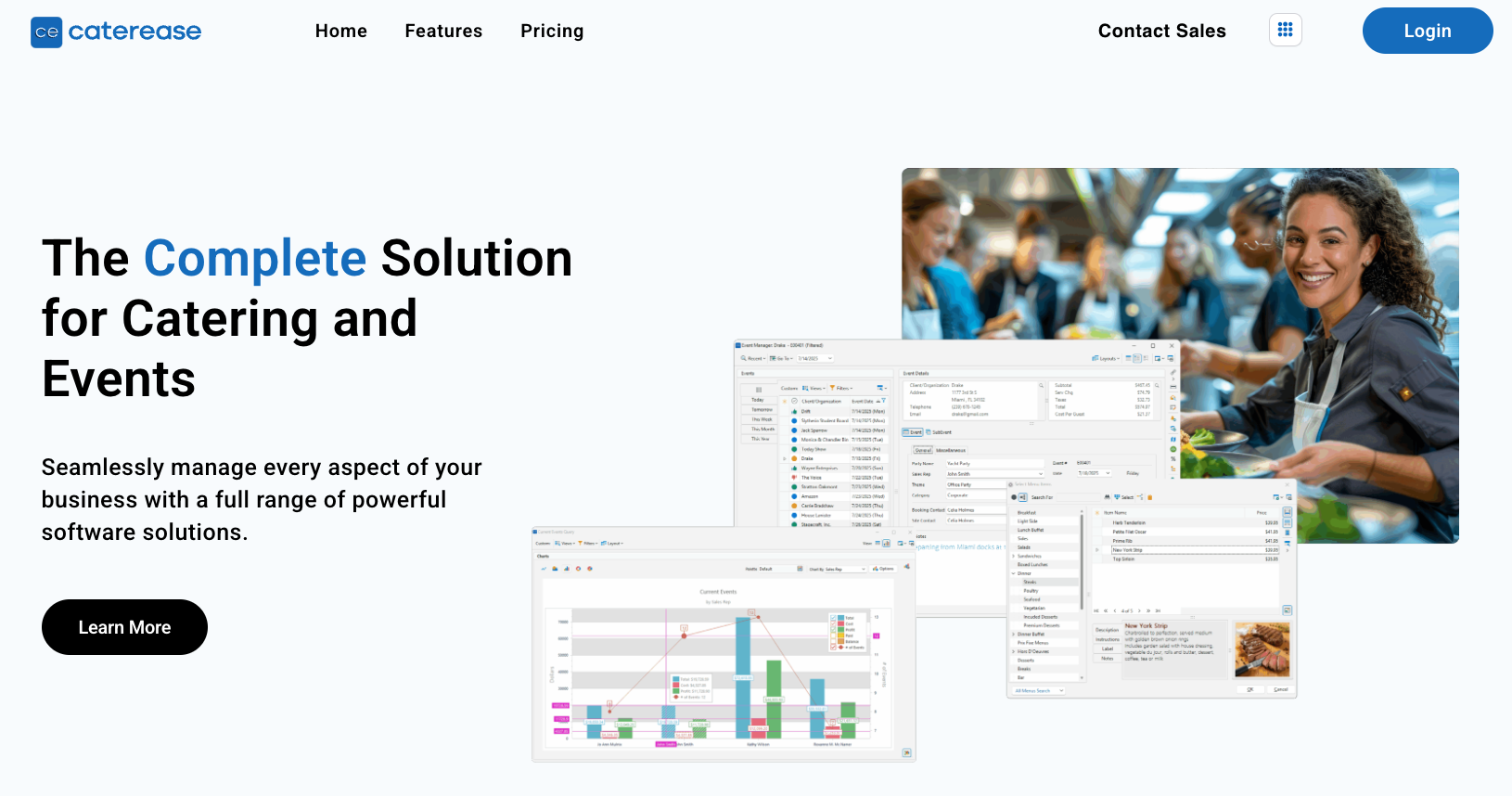 Caterease - catering and event management software for caterers Caterease catering management software showing event booking, BEO and 3D venue diagramming