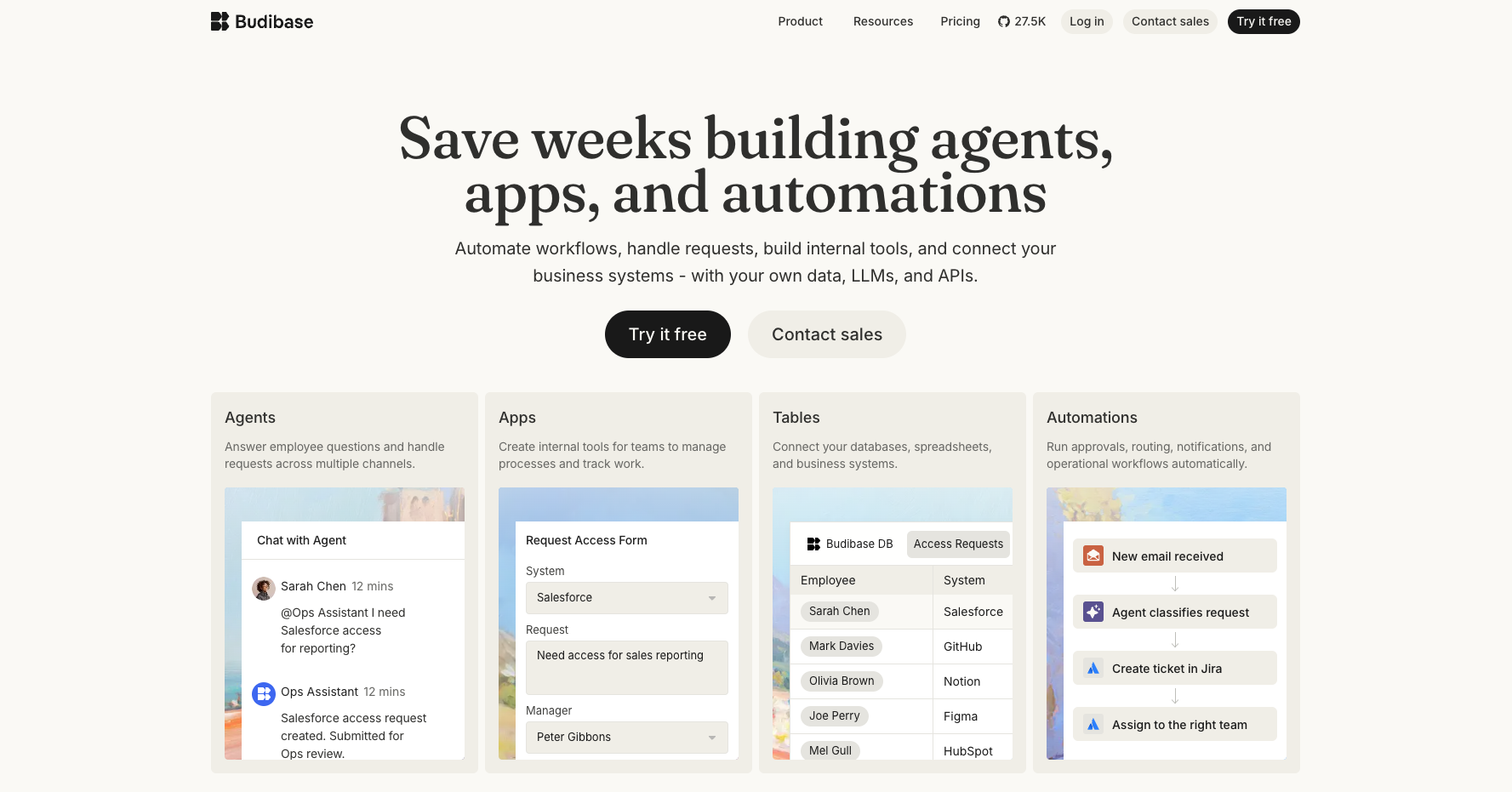 Budibase open source low-code builder used to create a custom field service management application