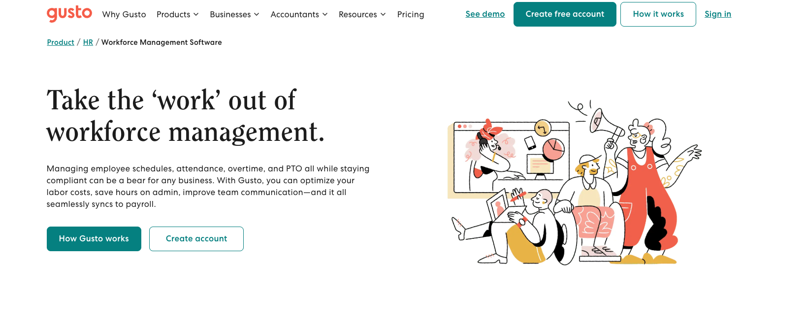 Gusto payroll and HR software interface - BambooHR alternative for US small business
