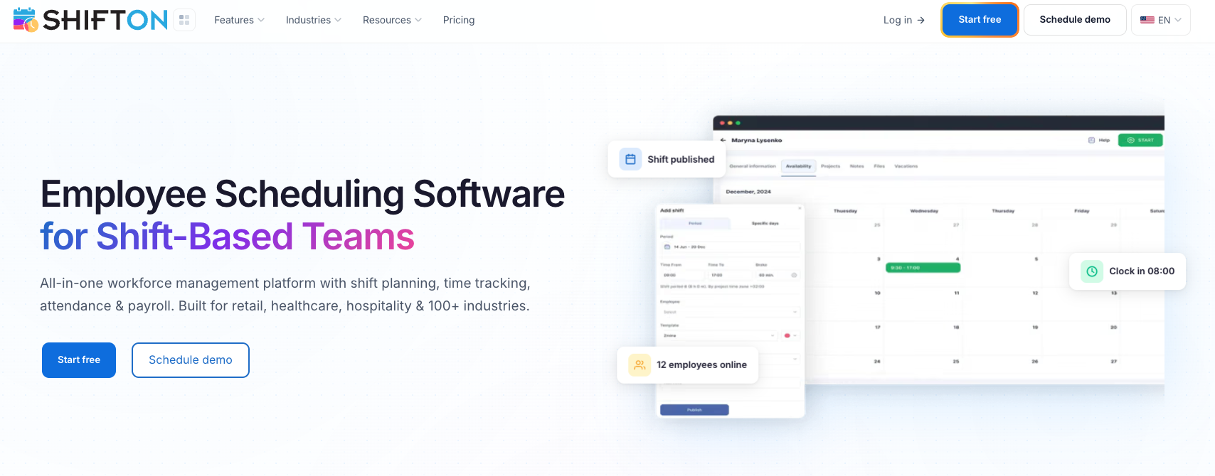 Shifton workforce management dashboard - BambooHR alternative for shift-based teams