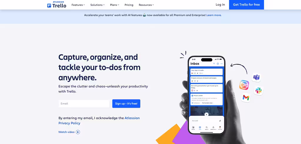 Tablero kanban de Trello para una gestión sencilla de tareas de equipo