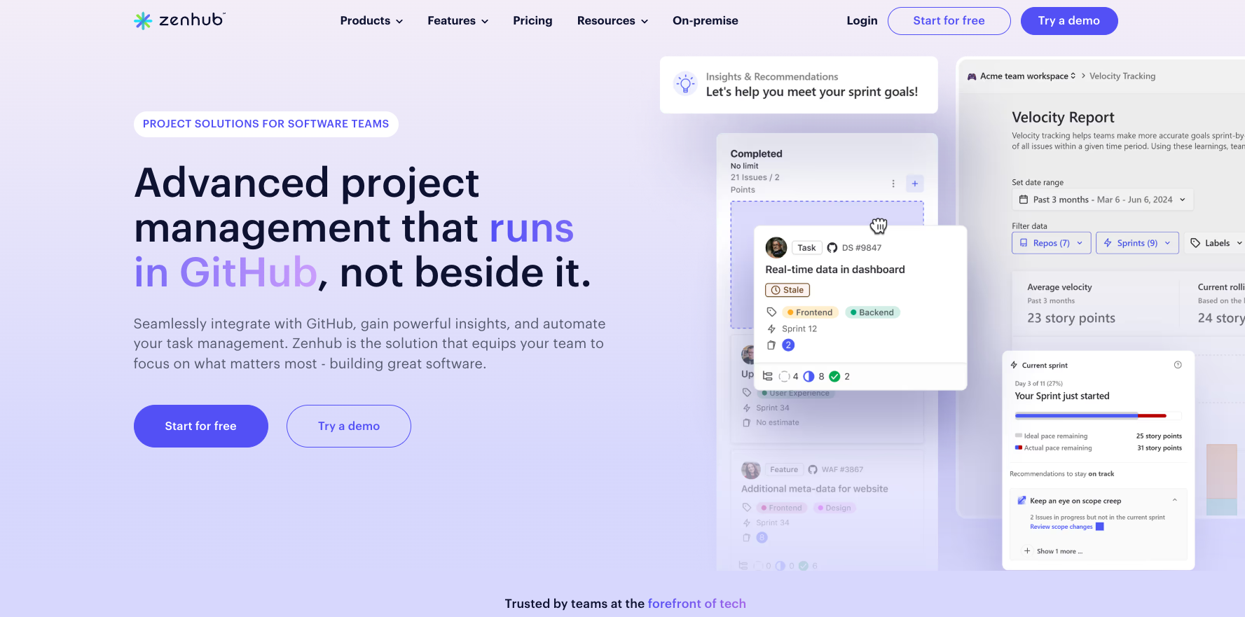 ZenHub agile team management software built on GitHub