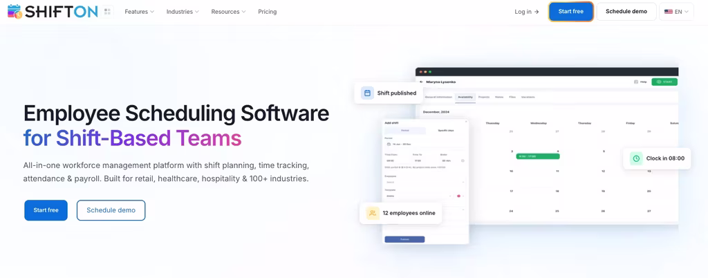 Shifton construction crew scheduling and time tracking dashboard for free construction management