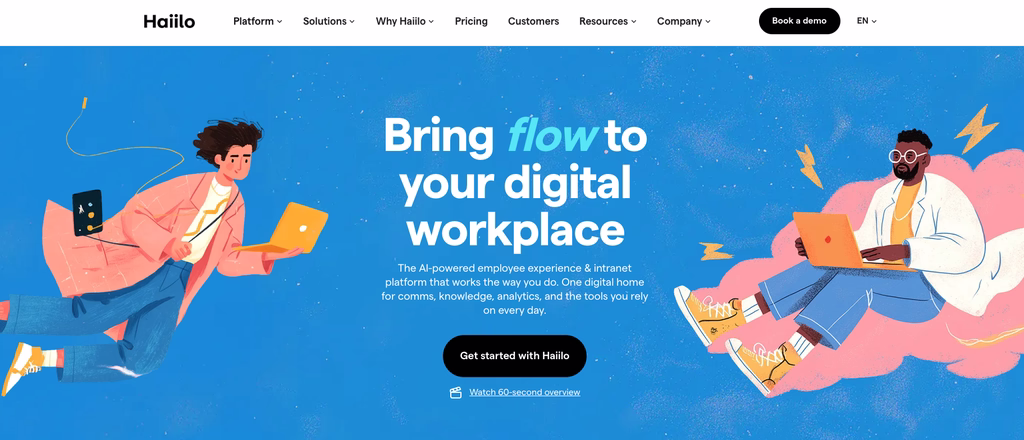 Haiilo employee communications platform showing a personalised news timeline and communities