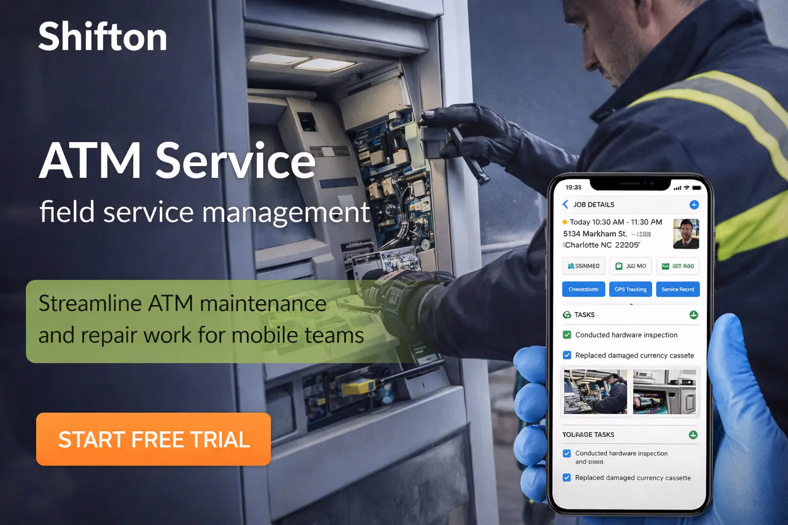 ATM-Service-Software für Geldautomatendienst im Betrieb