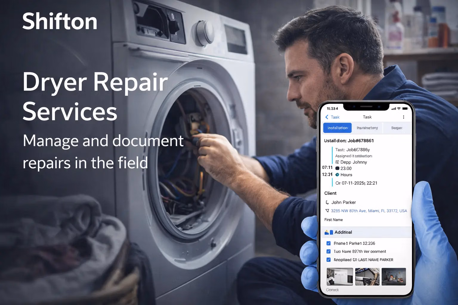 Trocknerreparaturdienste, die pünktlich und vollständig dokumentiert sind.